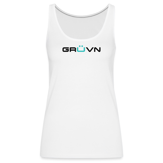 GRÜVN Women’s Premium Tank Top - Black & Blue Logo (7 Colors) - white