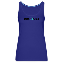 Load image into Gallery viewer, GRÜVN Women’s Premium Tank Top - Black & Blue Logo (7 Colors) - royal blue