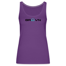 Load image into Gallery viewer, GRÜVN Women’s Premium Tank Top - Black &amp; Blue Logo (7 Colors) - purple
