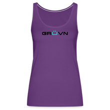 Load image into Gallery viewer, GRÜVN Women’s Premium Tank Top - Black & Blue Logo (7 Colors) - purple