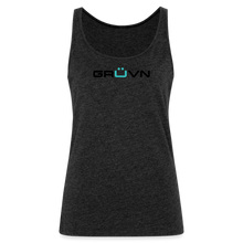 Load image into Gallery viewer, GRÜVN Women’s Premium Tank Top - Black & Blue Logo (7 Colors) - charcoal grey
