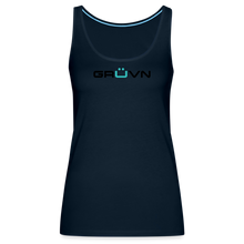 Load image into Gallery viewer, GRÜVN Women’s Premium Tank Top - Black & Blue Logo (7 Colors) - deep navy