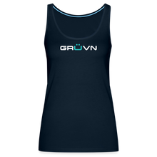 Load image into Gallery viewer, GRÜVN Women’s Premium Tank Top - White &amp; Blue (7 Colors) - deep navy
