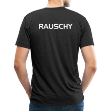 Load image into Gallery viewer, GRÜVN Unisex Tri-Blend T-Shirt - RAUSCHY on the back - heather black