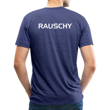 Load image into Gallery viewer, GRÜVN Unisex Tri-Blend T-Shirt - RAUSCHY on the back - heather indigo