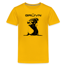 Load image into Gallery viewer, GRÜVN &quot;Seal in Shades&quot; Kids&#39; Premium T-Shirt - Black logo (11 Colors) - sun yellow

