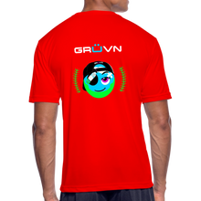 Load image into Gallery viewer, BRÜZN Men’s Moisture Wicking Performance T-Shirt - Blue and Green Logo (4 Colors) - red
