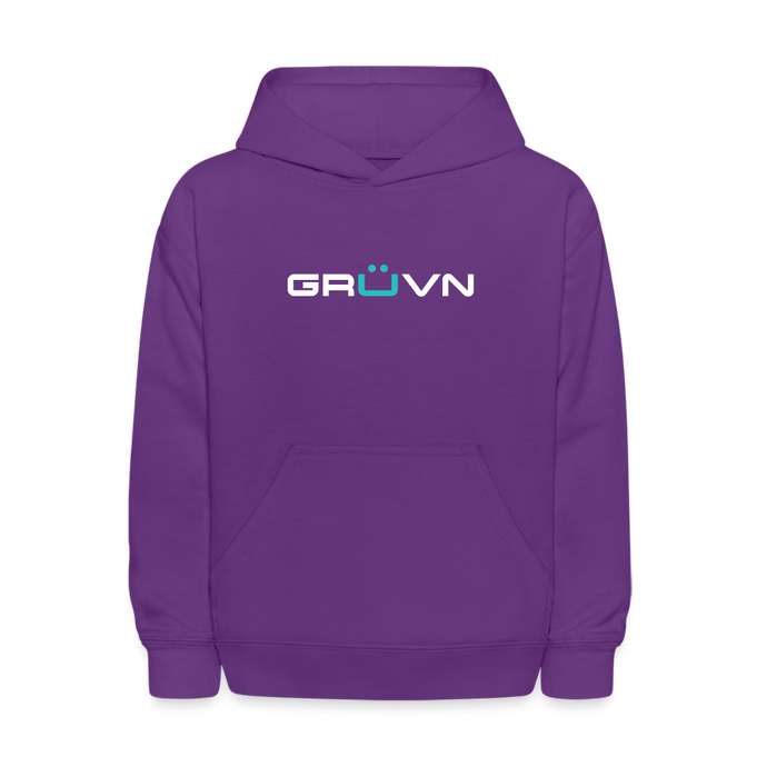 GRÜVN  Kids' Hoodie - White & Blue Logo (7 colors) - purple