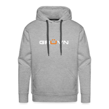 Load image into Gallery viewer, GRÜVN Men’s Premium Hoodie - White &amp; Orange logo (7 Colors) - heather grey
