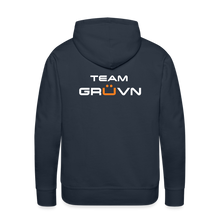 Load image into Gallery viewer, GRÜVN Men’s Premium Hoodie - TEAM GRUVN on back - White &amp; Orange logo (7 Colors) - navy
