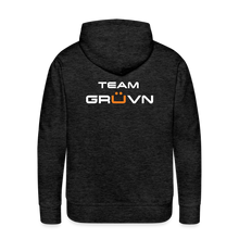 Load image into Gallery viewer, GRÜVN Men’s Premium Hoodie - TEAM GRUVN on back - White &amp; Orange logo (7 Colors) - charcoal grey
