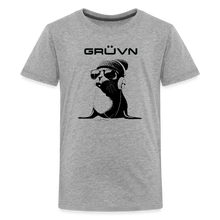 Load image into Gallery viewer, GRÜVN &quot;Seal in Shades&quot; Kids&#39; Premium T-Shirt - Black logo (11 Colors) - heather gray
