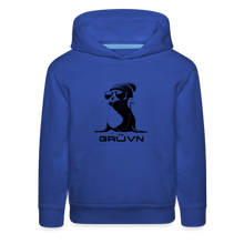 Load image into Gallery viewer, GRÜVN &quot;Seal in Shades&quot; Kids‘ Premium Hoodie - Black logo (5 Colors) - royal blue
