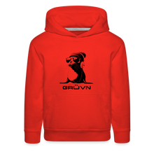 Load image into Gallery viewer, GRÜVN &quot;Seal in Shades&quot; Kids‘ Premium Hoodie - Black logo (5 Colors) - red
