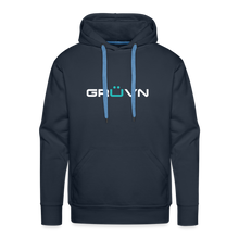 Load image into Gallery viewer, GRÜVN Men’s Premium Hoodie - White &amp; Blue Logo (9 Colors) - navy
