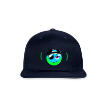 Load image into Gallery viewer, BRUZN Snapback Cap - Blue logo Green stitches (4 hat colors) - navy
