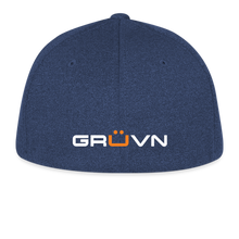 Load image into Gallery viewer, GRÜVN  Flexfit Fitted Melange Cap - White &amp; Orange Logo (3 Colors) - heather navy
