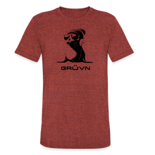 Load image into Gallery viewer, GRÜVN &quot;Seal in Shades&#39; Unisex Tri-Blend T-Shirt - Black Logo (5 Colors) - heather cranberry
