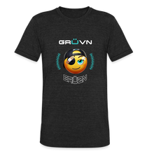 Load image into Gallery viewer, BRUZN Unisex Tri-Blend T-Shirt - Yellow logo (3 shirt colors) - heather black
