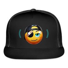 Load image into Gallery viewer, BRUZN Trucker Hat - Yellow logo Blue stitches (4 hat colors) - black/black
