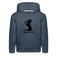 Load image into Gallery viewer, GRÜVN &quot;Seal in Shades&quot; Kids‘ Premium Hoodie - Black logo (5 Colors) - heather denim
