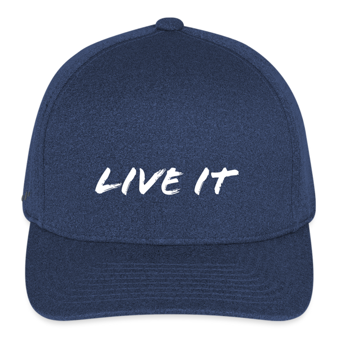 LIVE IT Flexfit Fitted Melange Cap - White Logo (3 Colors) - heather navy