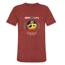 Load image into Gallery viewer, BRUZN Unisex Tri-Blend T-Shirt - Yellow logo (3 shirt colors) - heather cranberry
