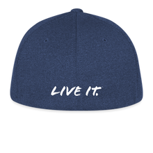 Load image into Gallery viewer, LIVE IT Flexfit Fitted Melange Cap - White Logo (3 Colors) - heather navy
