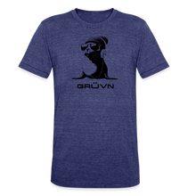 Load image into Gallery viewer, GRÜVN &quot;Seal in Shades&#39; Unisex Tri-Blend T-Shirt - Black Logo (5 Colors) - heather indigo
