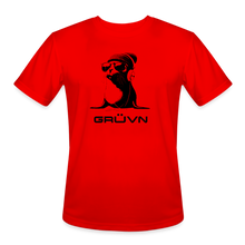 Load image into Gallery viewer, GRÜVN Men’s &quot;Seal in Shades&quot; Moisture Wicking Performance T-Shirt - Black Logo (6 Colors) - red
