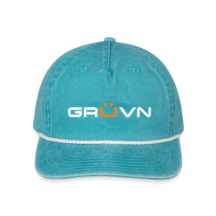 GRÜVN Vintage Washed Rope Cap - White & Orange Logo (3 colors) - faded turquoise