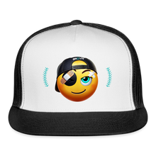 Load image into Gallery viewer, BRUZN Trucker Hat - Yellow logo Blue stitches (4 hat colors) - white/black
