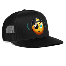 Load image into Gallery viewer, BRUZN Trucker Hat - Yellow logo Blue stitches (4 hat colors) - black/black
