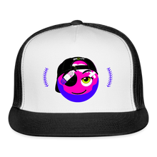 Load image into Gallery viewer, BRUZN Trucker Hat - Purple logo Purple stitches (3 hat colors) - white/black
