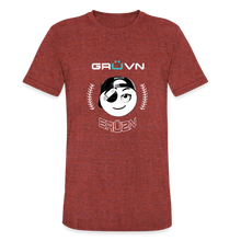 Load image into Gallery viewer, BRUZN Unisex Tri-Blend T-Shirt - White logo (4 shirt colors) - heather cranberry
