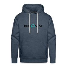 Load image into Gallery viewer, GRÜVN Men’s Premium Hoodie - Black &amp; Blue Logo (8 Colors) - heather denim
