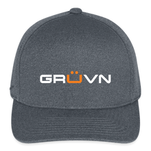 Load image into Gallery viewer, GRÜVN  Flexfit Fitted Melange Cap - White &amp; Orange Logo (3 Colors) - dark heather gray
