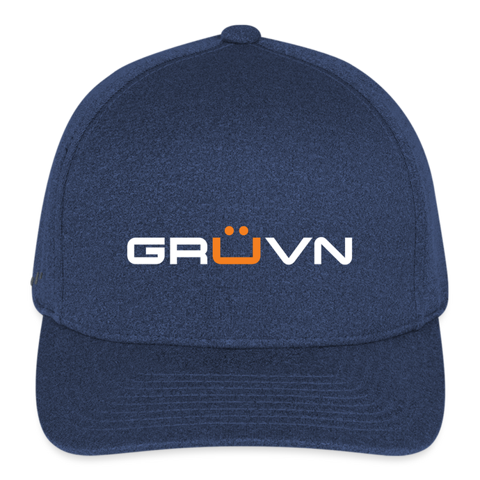 GRÜVN  Flexfit Fitted Melange Cap - White & Orange Logo (3 Colors) - heather navy