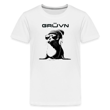 Load image into Gallery viewer, GRÜVN &quot;Seal in Shades&quot; Kids&#39; Premium T-Shirt - Black logo (11 Colors) - white
