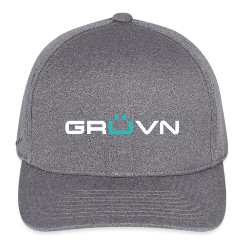 GRÜVN  Flexfit Fitted Melange Hat - White & Blue Logo (3 colors) - light heather gray