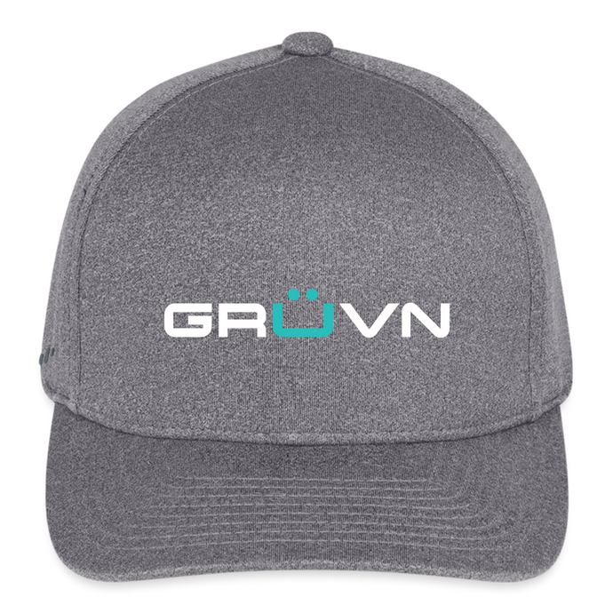 GRÜVN  Flexfit Fitted Melange Hat - White & Blue Logo (3 colors) - light heather gray