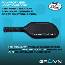 Load image into Gallery viewer, GRUVN CRUZN-16HD pickleball paddle hybrid shape carbon fiber blue
