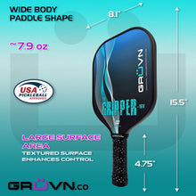 Load image into Gallery viewer, GRUVN GRIPPER-16V pickleball paddle graphite wide body short handle

