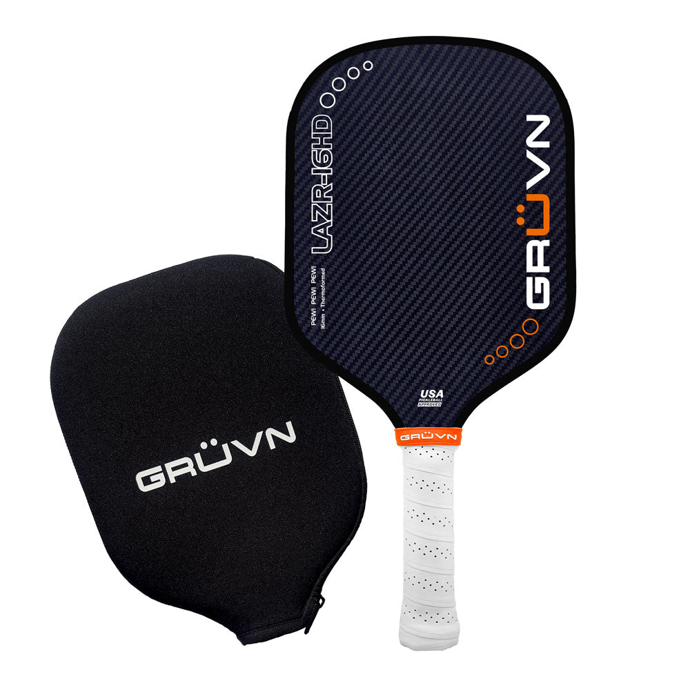 GRUVN LAZR-16HD hybrid Kevlar carbon fiber pickleball paddle 16mm blue blend