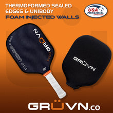 Load image into Gallery viewer, GRUVN LAZR-16HD hybrid Kevlar carbon fiber pickleball paddle 16mm blue blend
