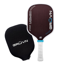 Load image into Gallery viewer, GRUVN LAZR-16HD hybrid kevlar carbon fiber pickleball paddle red blend 16mm
