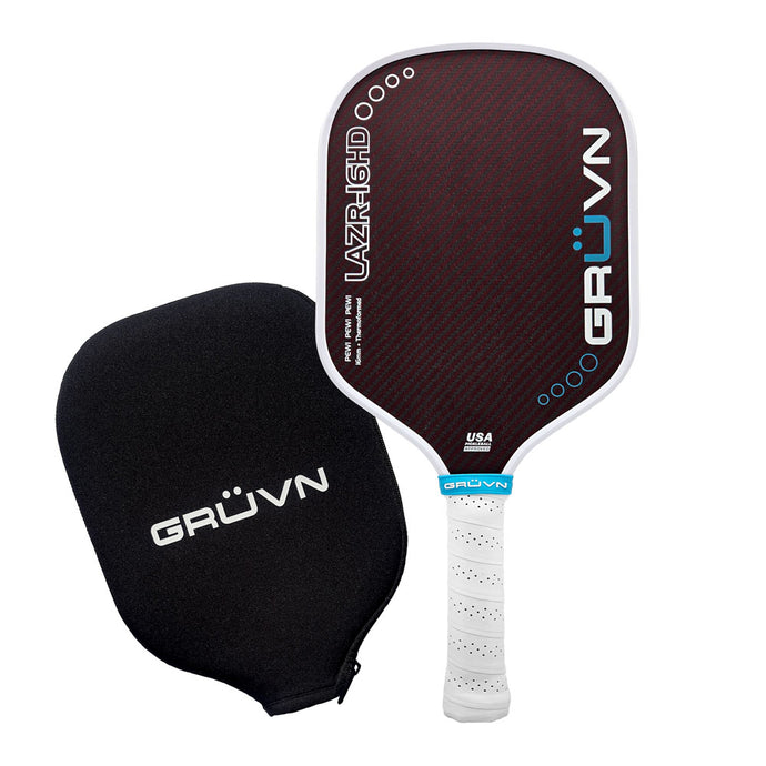 GRUVN LAZR-16HD hybrid kevlar carbon fiber pickleball paddle red blend 16mm