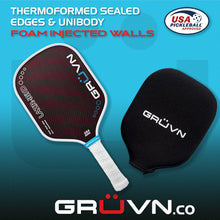 Load image into Gallery viewer, GRUVN LAZR-16HD hybrid kevlar carbon fiber pickleball paddle red blend 16mm
