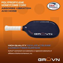 Load image into Gallery viewer, GRUVN LAZR-16S Kevlar carbon fiber pickleball paddles blue standard wide body 16mm
