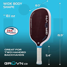 Load image into Gallery viewer, GRUVN LAZR-16S Kevlar carbon fiber pickleball paddles red standard wide body 16mm
